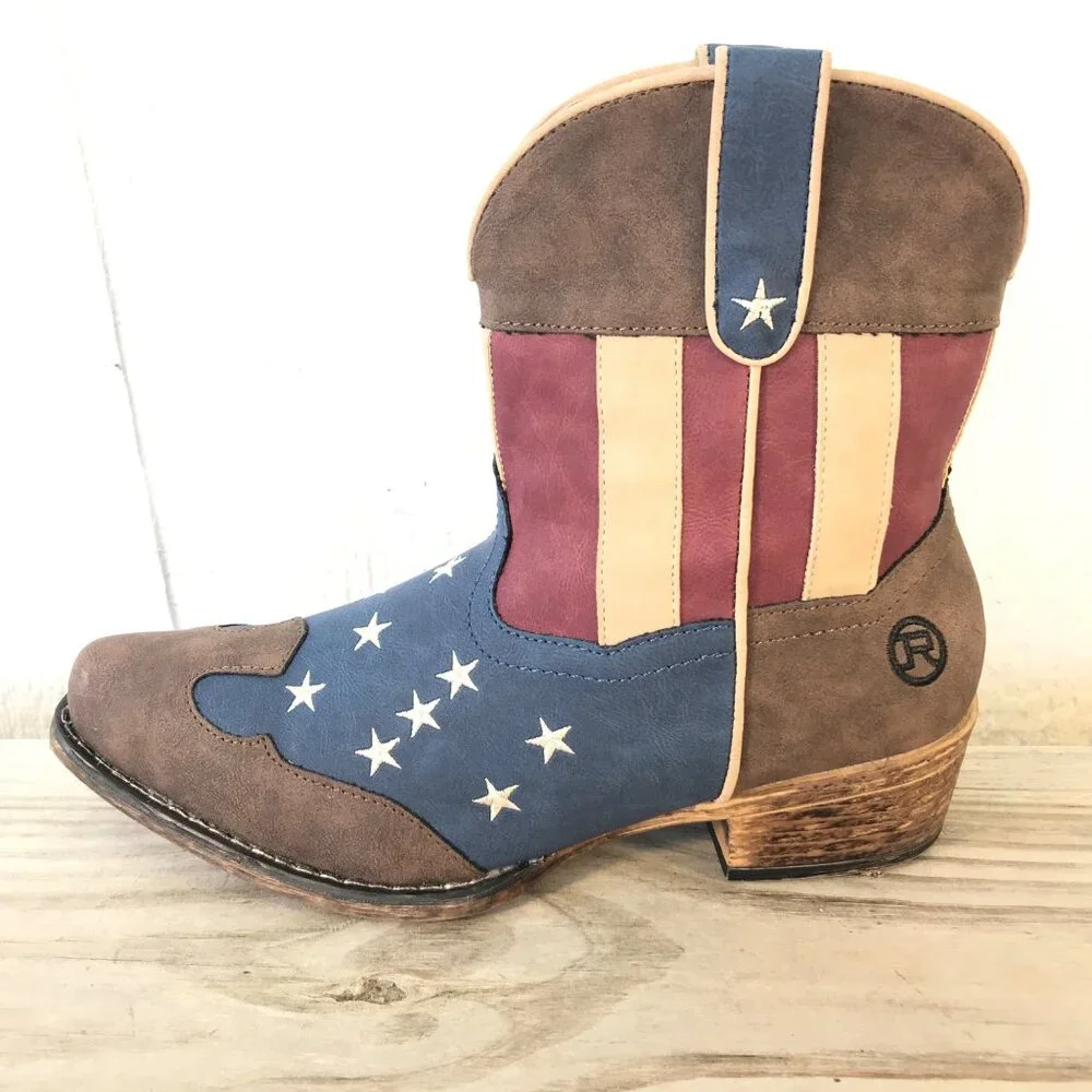 Roper Stars n Stripes Womens Western Ankle Boots 9.5 09-021-1567-2117